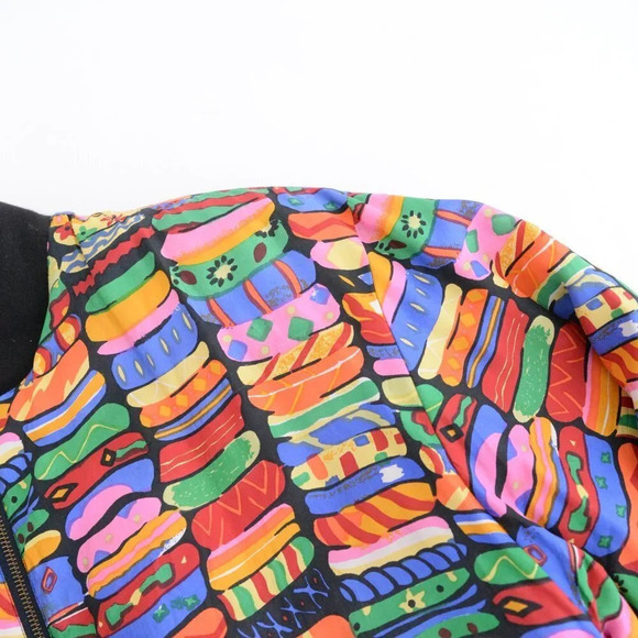 Vintage K Arnold 100% Silk Rainbow Pattern Bomber Jacket M - Picture 10 of 14